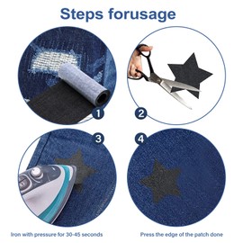 Iron-On Patches, Premium Iron-On Patches, Jeans Black, Denim Patches, Iron-On Inside, Jeans Patches, Back Iron, Patches for Repair Jeans, Clothing of Children and Adults, 10.5 x 150 cm