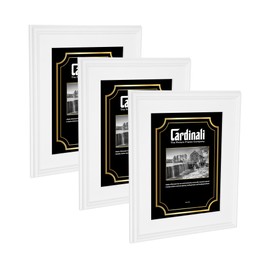 Cardinali Plein Air, White 16x20 Picture Frame with Acrylic Glazing & Cardboard Backing, for Photography or Canvas Frame, 3 Wide Moulding, 1/2 Rabbet Depth, D-Ring Hangers Included