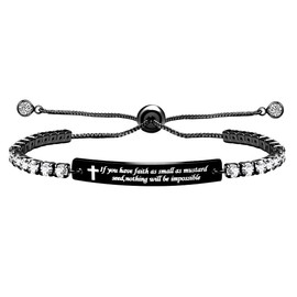 JunyiDIY Courage Power Black Box Chain Bracelet Faith Gift Jewelry Religious Gift Jewelry for Mom Wife Baptism Holy Communion