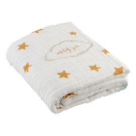 Mama Poppins Swaddle Blanket with Sweet Wording Träum Schön 100% Muslin Organic Cotton 2-Ply, Extra Soft and Fluffy, 120 x 120 cm, Swaddling Cloth, Nursing Cover, Burp Cloth and Pram Blanket