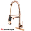 Kitchen faucet with pull-down spray, single handle double outlet commercial