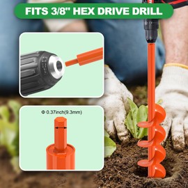 SELEWARE Auger Drill Bit for Planting - 4"x 24" Heavy-Duty Garden Auger Drill Bit, Fits 3/8" Hex Drive Drill - Bulb Planter Tool, Auger Post Hole Digger for Bulbs, Flowers, Fence Posts