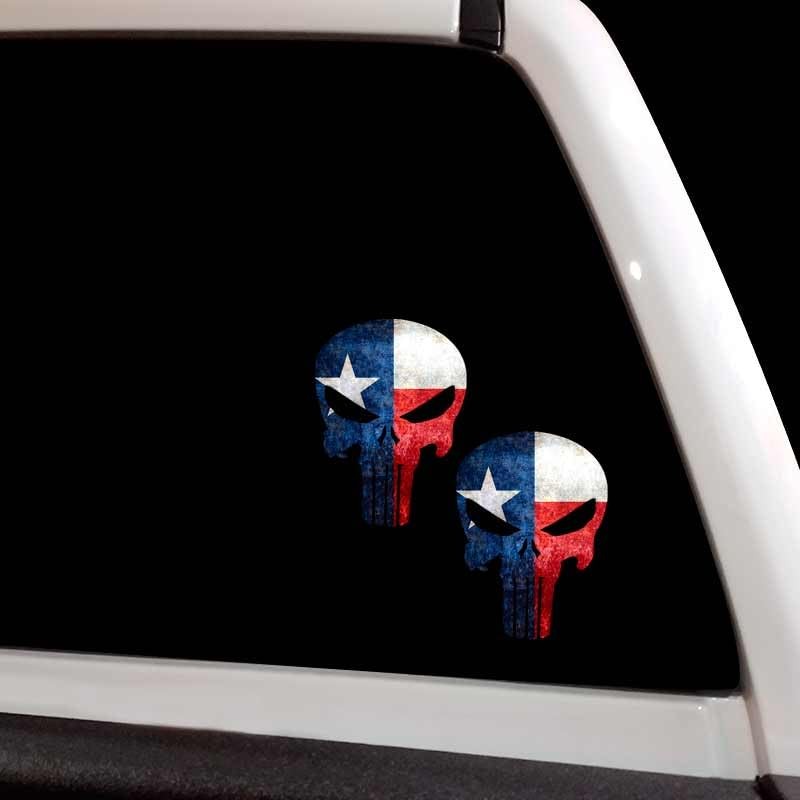 Texas Flag Skull Punisher Sticker USA Lone Star State Decal