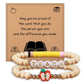 Korotho Teacher Christmas Gifts Teacher Bracelet Gifts for Women, Daycare Teacher Appreciation Gift Thank You End of The Year Teacher Gifts with Cards Best Teacher Bracelets Gifts for Female (Book)