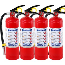 4-Pack ABC Dry Chemical Fire Extinguishers, 5 lb 2A:10B:C Rating for Home, Business, Boat, Truck, Quick Release Handle, Ideal for Electrical & Grease Fires, Car Dry Powder Fire Extinguisher
