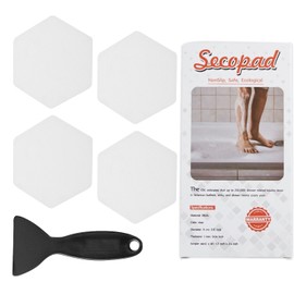 Secopad Bathtub Stickers Non-Slip, 24 PCS Hexagon White Safety Shower Treads Adhesive Appliques with Premium Scraper