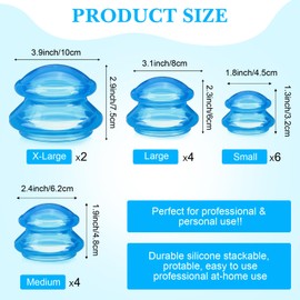Geiserailie 16 Pcs 4 Sizes Cupping Therapy Set Silicone Cupping Massage Cups Professional Chinese Therapy Cup Vacuum for Body Muscle Nerve(Blue)