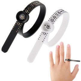 WLLHYF Ring Sizer Measuring Tool 2pcs Black White Reusable Finger USA Size Gauge Plastic Measuring Tool with Magnifier for Jewelry Size