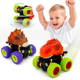 Befunsol Toys for 2 3 Year Old Boys - Monster Truck Dinosaur Toy Car Kids Toys Boys 3-5, Push and Go Friction Dinosaur Cars Toddler Toys, 2 3 4 5 Year Old Boy Christmas Birthday Gifts
