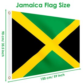 Jamaica Flag 5ft x 3ft, Large Jamaican Flags with Brass Eyelets for Culture Day National Heroes' Day Decorations