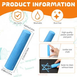 ywmigl 20 Pcs Sidewalk Chalks for Kids Non Toxic Jumbo Chalk for Party Gift Outdoor Art Classroom Play Painting (Blue)