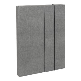 Bigso Box of Sweden A4 Folder with Elastic Strap - Fibreboard and Paper File Folder - Spacious Folder Organiser for Documents, Files, Letters etc. - Grey