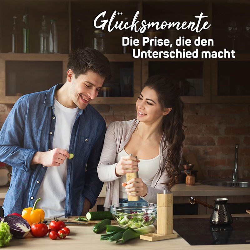ELBFUCHS® Salt and Pepper Mill Wood Large [New] Loving Set