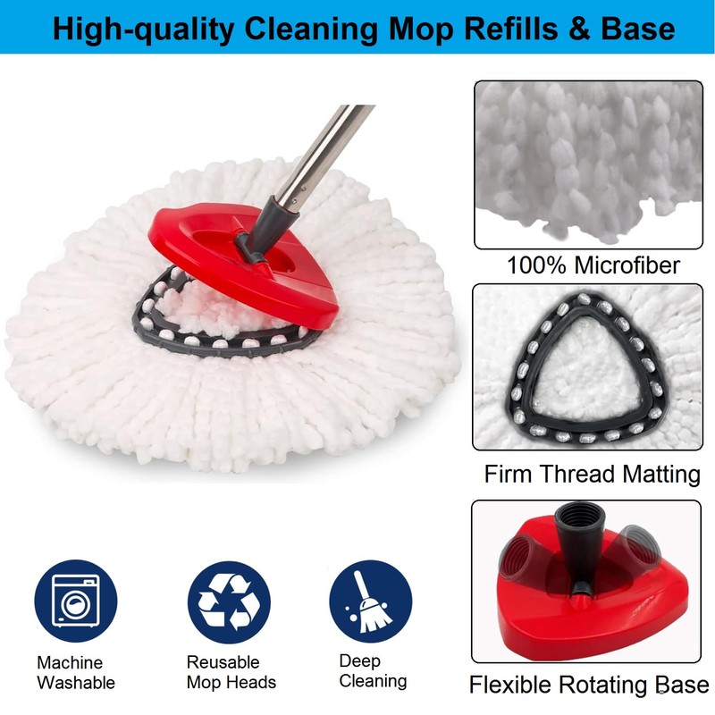 3 Pack Spin Mop Replacement Heads Compatible with O Cedar