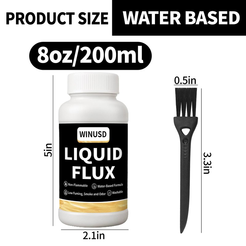 Liquid Solder Flux(200 ml/8 Oz.) | Water-Based No-Clean Liquid Flux