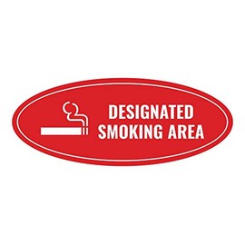 Signs ByLITA Oval Designated Smoking Area Sign (Red) - Medium