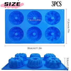 Lovgrin Moldes para Hornear, 3 PCS Molde de Silicona para Tartas, Tubo Estriado de Silicona, 6 Cavidades Heritage Bundtlette, Molde de Silicona para Hornear Moldes Antiadherentes