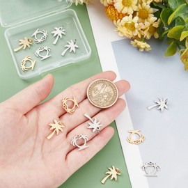 DICOSMETIC Coconut Tree Charm, Stainless Steel, Coconut Tree Charm, with Jump Rings, Empty Tree Charm, Beach Style Pendant for Jewellery Making, Bore: 1.5 mm, Pack of 16, Stainless Steel