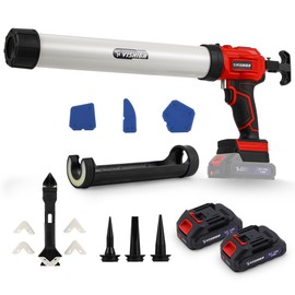 VISHIGH 2 in 1 Cordless Caulking Gun with 2 Batteries, for 10oz-20oz/300-600ml Cartridges and Sausage Packs, Anti-Dripping with LED Light