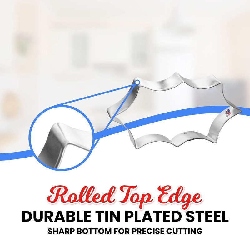 Foose Holly Leaf Cookie Cutter 5.5 Inch –Tin Plated Steel