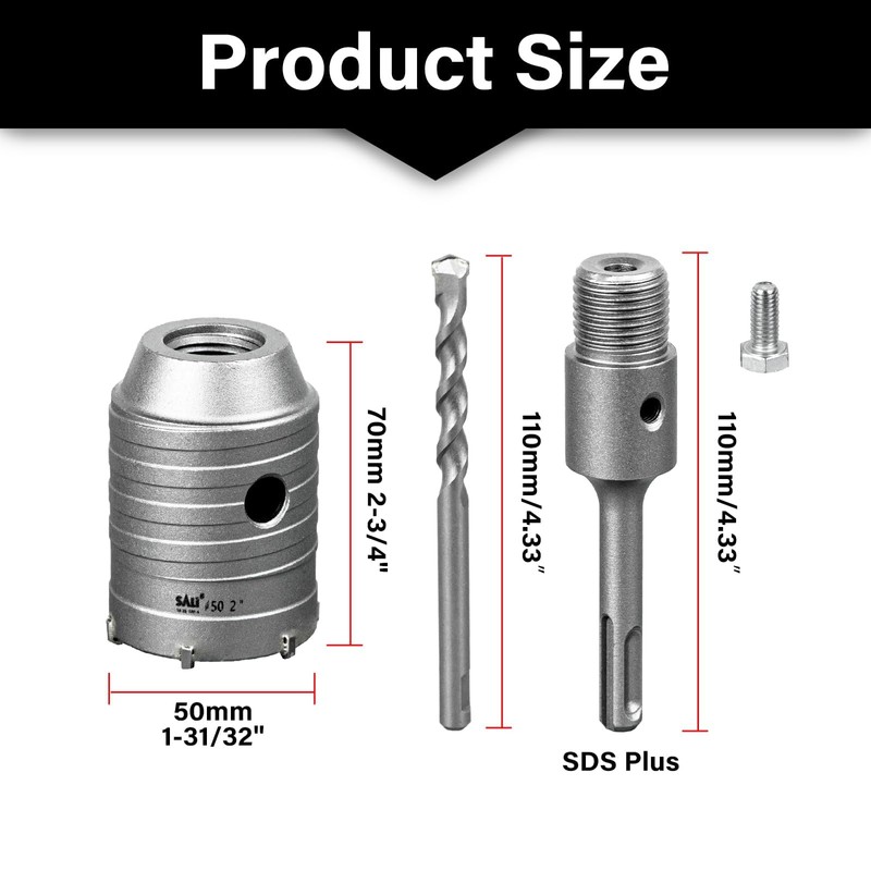 SALI Carbide Hole Saw Drill Bit 50mm with 110mm SDS