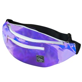 Vibe Fanny Pack for Women / Men Waist Bag Hip Bag - Many Versions / Black / Gold / Silver / Cute Festival Rave Party, Purple Holographic Iridiscent