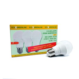 euroLighting 3 x LED Bulbs 8.5 W 2700 K Warm White E27