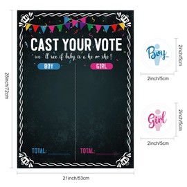 FEPITO Gender Reveal Games for Guests Baby Reveal Games Gender Reveal Voting with 72PCS Voting Stickers for Kids Adults Guests Cast Baby Vote Game Gender Gender Reveal Poster