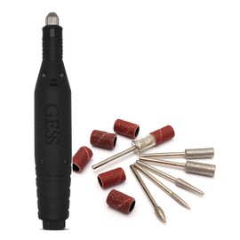 GESS Black Nail Electric Manicure and Pedicure Kit, 6 Diamond Attachments Sanding Bands Cuticle Removal Ingrown Nails Treatment Polishing Nail Care Device