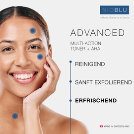 Nioblu Multi Action Toner + AHA 150 ml - Toning, Regenerating and Exfoliating - With Hyaluronic Acid and Natural Extracts - For All Skin Types