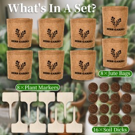 RAINFLOW Bonsai Starter Kit - Indoor Growing Set with Jute Planters,Plant Markers & Soil Discks to Grow Bonsai Trees,Gardening Gift for Women,Men & Plant Lovers