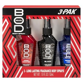 BOD man Body Spray Gift Set, Black, Really Ripped Abs, Most Wanted, 3 Piece