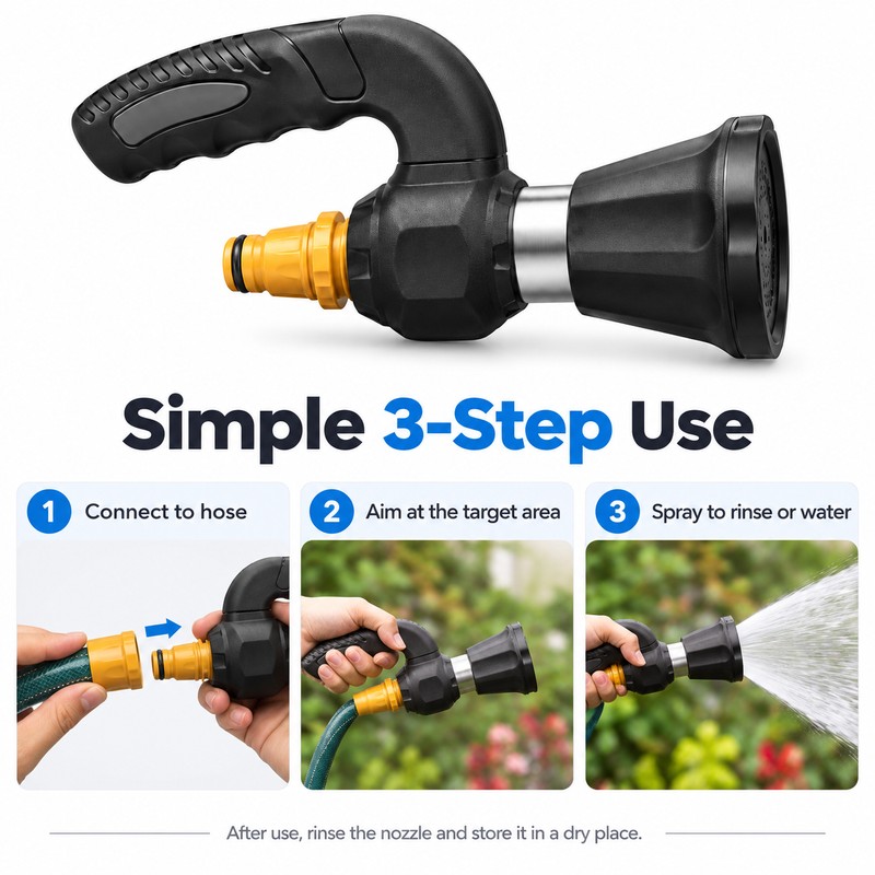 Garden Hose Spray Nozzle for Cleaning – Variable Spray Water