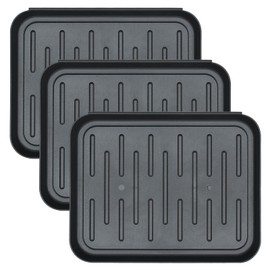 3 Packs Square Boot Tray, Akamino Plastic Utility Shoe Mat Tray for Entryway Indoor and Outdoor Use in All Seasons, 13.7x10.6x1inch,Black
