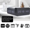 LED Wooden Alarm Clock Electronic Voice Control Temperature Date Table