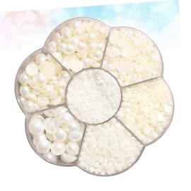 Operitacx Flat Bottom Beads DIY Pearl Beads Kit 7 Sizes Assortments Perfect for Nail Art Jewelry Making