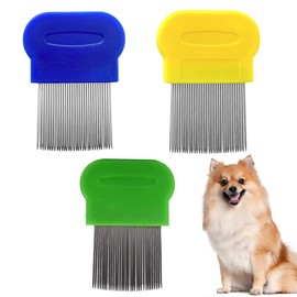 DLPRK Goldgeist Lice Comb, Nit & Flea Combs, Flea Comb, Lice Agent, Set of 3 (3.6 cm Long Metal Tines)