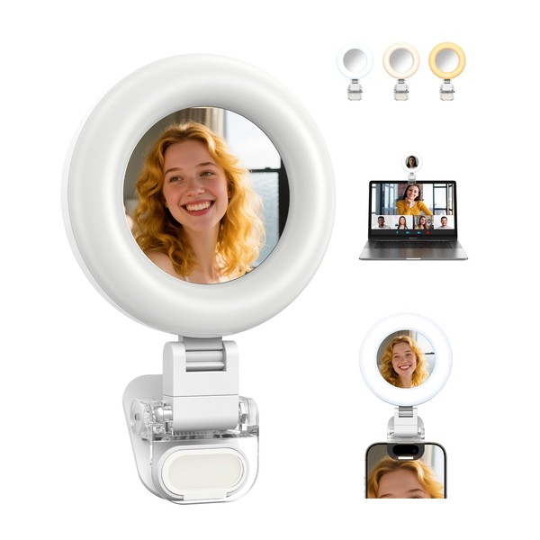 TELESIN TELESIN Clip-on Selfie Ring Light, Rechargeable Portable 360 LED