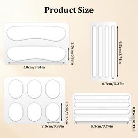 16 Pcs Silicone High Heel Cushion Inserts Pad Slingback Heel Grips Moon Round Threaded Strip Heels Grip Protectors for Women Men Sports Sneakers Gifts 3.94 x 0.98 x 0.1 Inches Transparent
