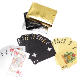 Kikbioee 3 Decks Luxury Playing Cards Set, 3 Colors Cool Games Gifts for Adults Family Party and Game (Gold Silver Black) Premium Poker Deck