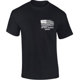 No One Fights Alone Police Firefighter EMT Corrections Patriot Apparel T-Shirt Tee Men's Fit (US, Alpha, X-Large, Regular, Regular, Black)