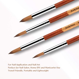 Aokitec Acrylic Nail Brush Size 14, Kolinsky Acrylic Brush for Nails Wood Nail Art Brush for Acrylic Powder Acrylic Liquid Nail Brushes Manicure Nail Art Tool