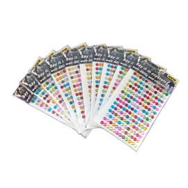 yueton 10 Sheets Colorful Self Adhesive Bling 6mm Round Rhinestone Craft Jewels Gem Sticker Embellishments
