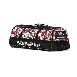 Boombah Brute Rolling Bat Bag - 35" x 15" x 12-1/2" - Digital Camo Black/Red - Holds 4 Bats and Room for Gear - Wheeled Bag
