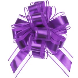 TOP-VIGOR 12Pcs 9 Inch Extra Large Pull Bow, Metallic Gift Wrapping Bows Ribbon Organza for Wedding Baskets Presents Christmas Valentine's Day Birthday Gift Decorations, Purple