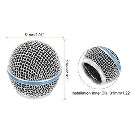 sourcing map 4pcs Mesh Microphone Grill Head Wired Microphone Ball Head Replace for DIY Mic Grill Head Parts Accessory Silver