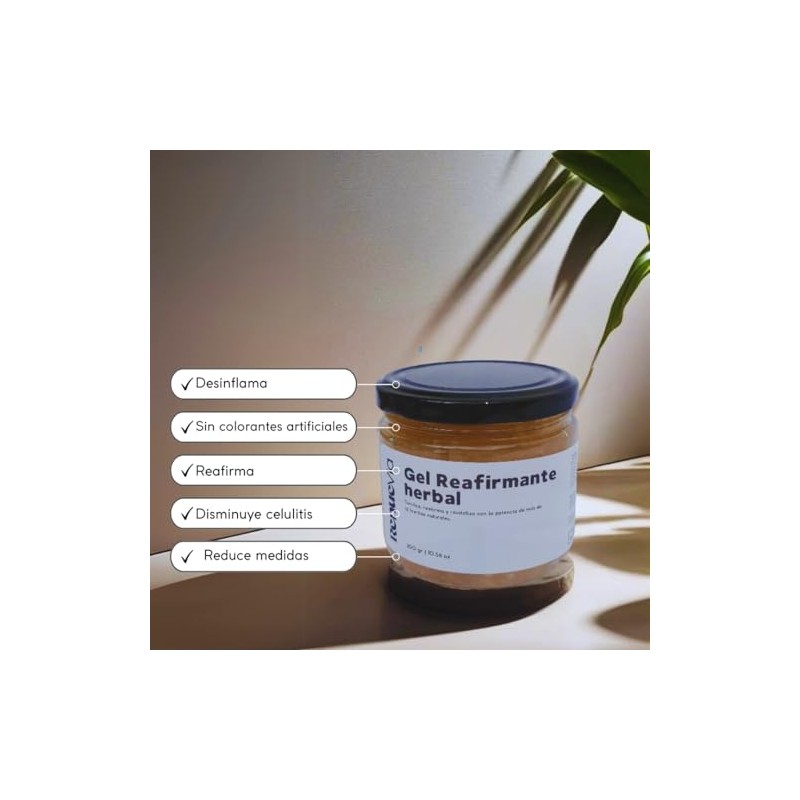 Gel Reafirmante Herbal, 300 g, Fórmula Natural con Mentol y