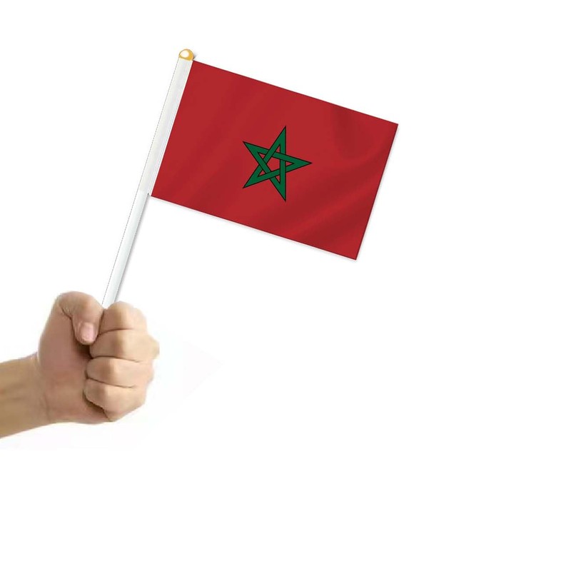 10 PCS Morocco Handheld Small Flag, Moroccans Hand held Mini