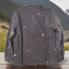 Wyllis NWT Wyllis Snail Embroidered Gray Chino Jacket Mental Health Positive Size Small