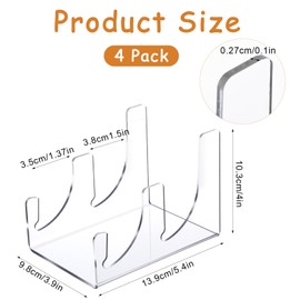HOFURME 4 Pcs Plate Dinnerware Display Stand, 2-Tier China Platters Holder, Acrylic Plate Stands for Display Clear Kitchen Cabinet Organizer